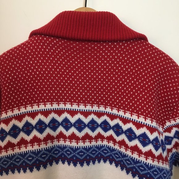 Vintage 80s Insulated Fairisle Sweater Jacket Womens XL - Picture 9 of 11